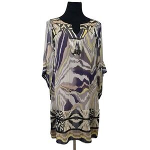 Diane‎ Von Furstenberg Tabalah 100% Silk Chiffon Sheath Bell Sleeve Dress Size 0